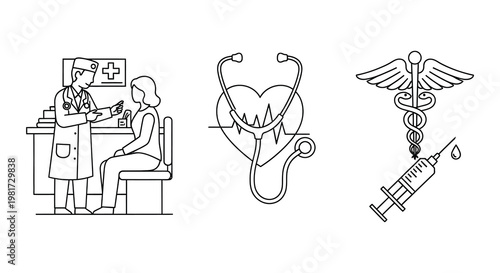 Healthcare professionals attending to patients and medical organ illustrations