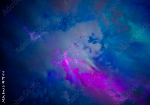 Amazing aurora borealis in the starry sky