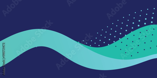 Wavy teal lines on dark blue background with dots