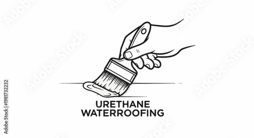 Hand applying urethane sealant with a brush to a surface