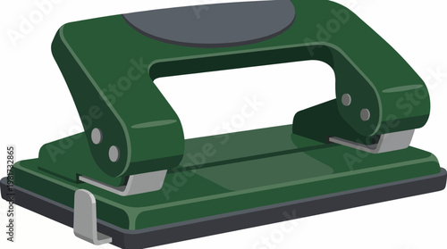 This image showcases a stylish green punch stapler used for binding papers together, a must-have tool for any office environment or stationery collection.