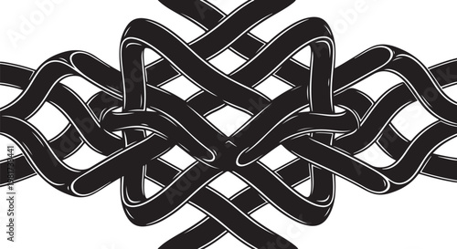 Black chain link pattern, metallic chainmail design, woven chain texture, industrial metal weave