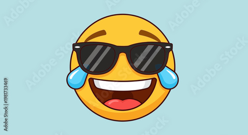 Cool Emoji Laughing with Sunglasses, Tears of Joy