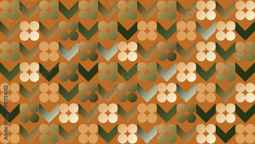 Retro Geometric Pattern with Circles and Chevrons in Earth Tones
