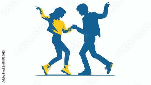 Colorful dancing silhouettes in dynamic poses abstract modern vector illustration symbol of rhythm energy celebration movement design