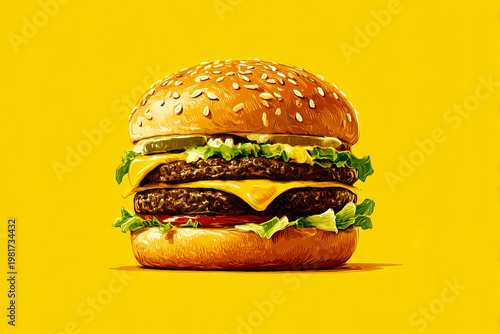 Classic juicy burger illustration