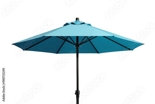 Blue patio umbrella offering shade and protection from sun weather elements for outdoor living and comfort