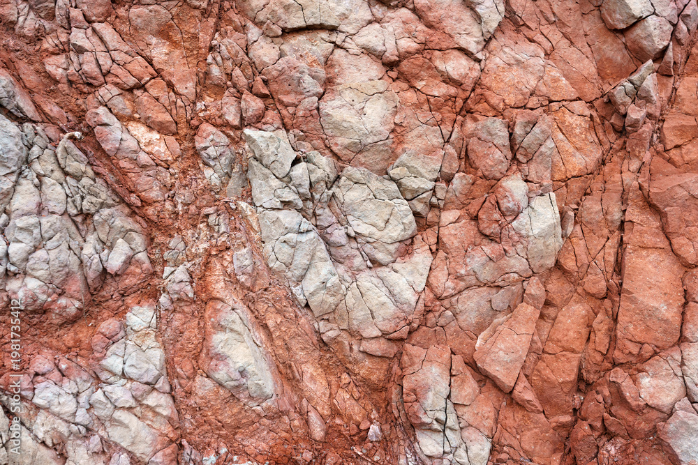 Fototapeta premium Red Marl Lagoon Area in Murcia’s Semi-Arid Landscape, Murcia, Spain