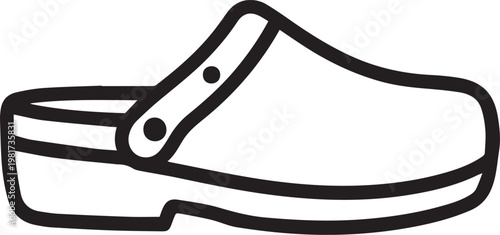 A clean, minimalistic illustration of a simple and functional clog, the epitome of comfort and practicality.