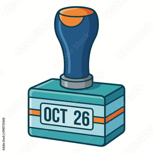 A clean and modern design showcasing a stamp with the date 'OCT 26' prominently displayed, ideal for conveying themes of bureaucracy, time, and documentation.