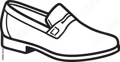 A classic elegant gentleman's loafer in a stylish minimalist line art illustration.