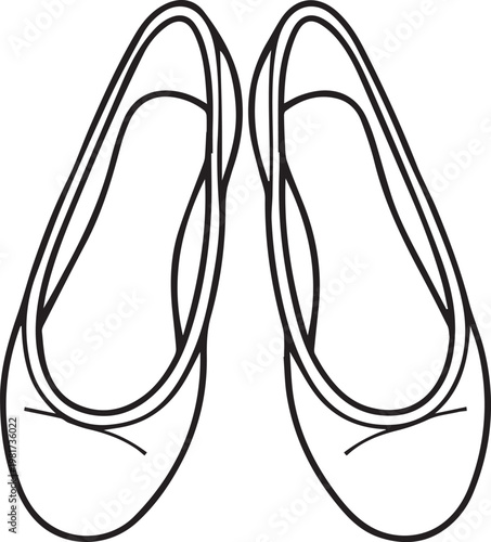 A minimalistic illustration of a pair of ballet flats. capturing the elegance and grace of ballet, and minimalist aesthetics.