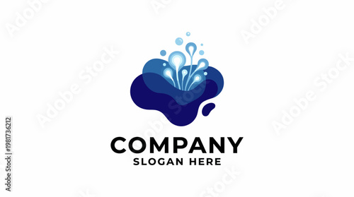 An eye-catching logo featuring a dynamic water splash in various shades of blue, symbolizing energy, creativity, and freshness for contemporary brands.