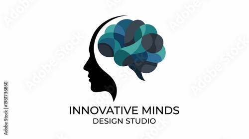 This striking logo illustrates a creative brain design, representing innovative ideas and intellect, perfectly suited for educational institutions or design studios.