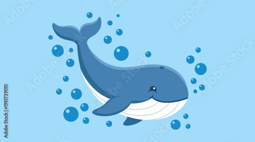 This delightful cartoon whale image captures a playful underwater scene, appealing to children and families, perfect for educational content, children's books, or marine life themes.