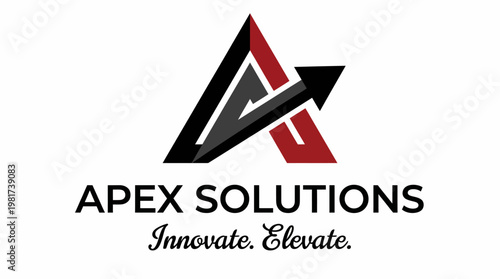 The sleek, angular logo design represents Apex Solutions, utilizing dynamic shapes and bold colors to convey innovation and elevation in business strategies.