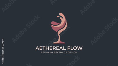 A stylish logo design featuring a graceful silhouette of a drink, symbolizing elegance and sophistication for a premium beverage brand, appealing to discerning consumers.