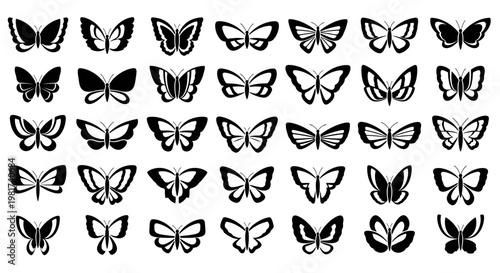 Collection of various butterfly silhouettes.
