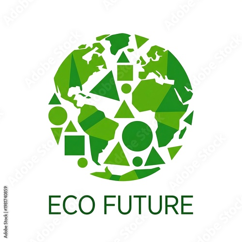 Eco Future A Sustainable World Represented by Geometric Shapes Forming a Globe with Green Tones