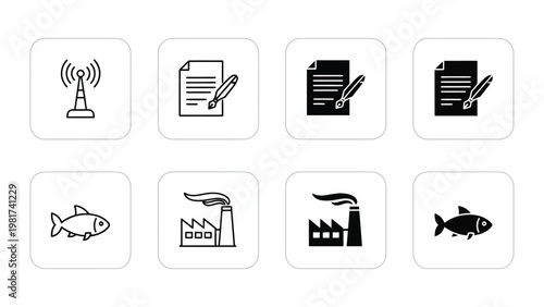 Contrast between communication, documentation, and environmental impact icons