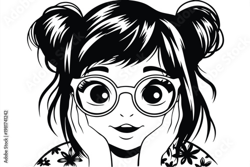 Mystical Celestial Moon and Stars Graphic Illustration in Black and White for Astrology Art