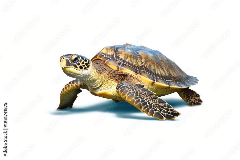 Obraz premium Sea turtle reptile animal white background.