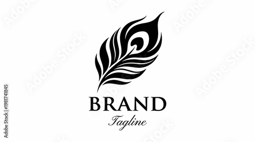 A sophisticated peacock feather logo representing elegance and creativity, perfect for luxury brands or creative industries focused on aesthetic appeal.