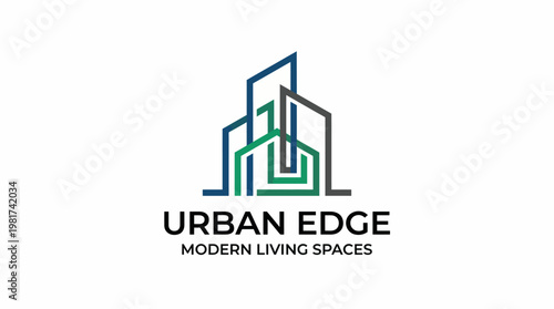 This modern logo represents innovative urban living spaces with geometric shapes and lines, created for a brand that embodies contemporary city lifestyles and designs.