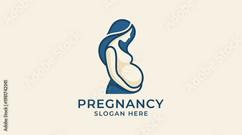 This touching logo design features a silhouette of a pregnant woman, symbolizing motherhood and care, an ideal representation for maternity or wellness brands.