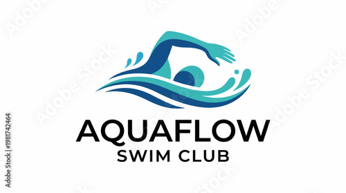 This logo illustrates a swimmer in action, surrounded by flowing waves, capturing the essence of aquatic sports and club activities for a vibrant swim community.