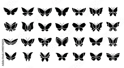 Collection of various butterfly silhouettes.