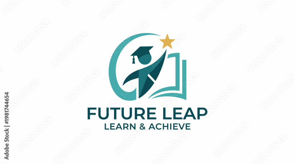 Fototapeta premium This logo blends an open book and a graduate cap symbolizing education and achievement, making it an ideal representation for academic institutions or learning platforms.