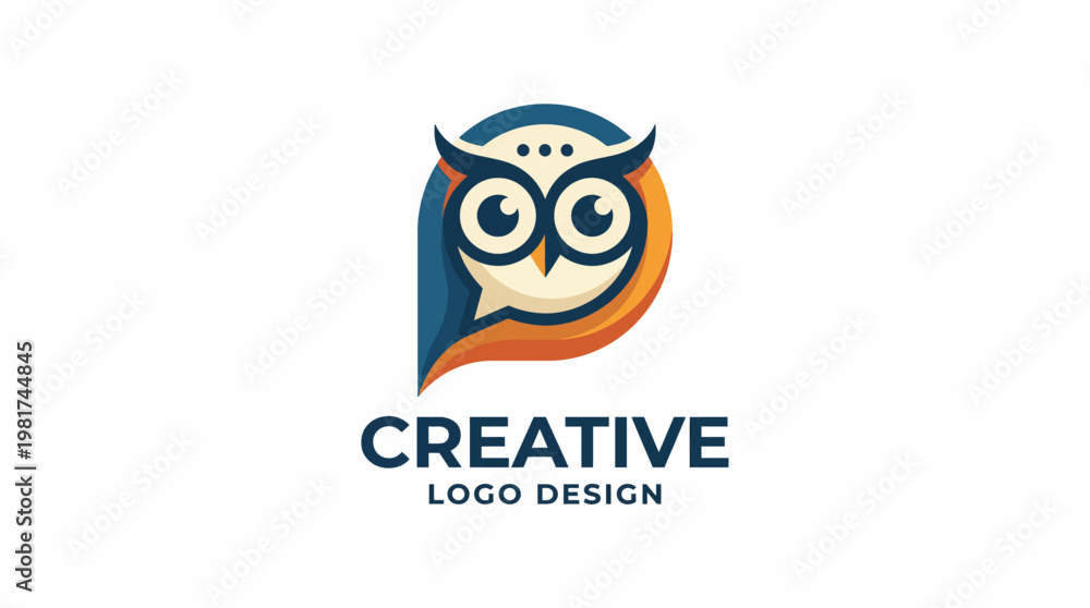 Fototapeta premium The logo features a playful owl with a modern design, representing creativity and wisdom, ideal for businesses related to education or creative services.