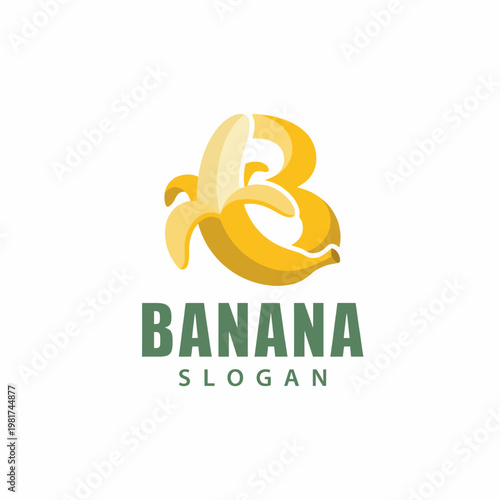 This vibrant logo design featuring a banana exudes fun and playfulness, perfect for businesses related to food, especially fruity products or healthy snacks.