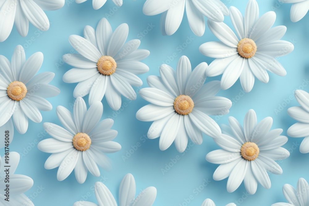 Fototapeta premium Cute daisy field background backgrounds flower petal.