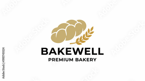 This charming logo design showcases a loaf of bread and a wheat stalk, embodying qualities of warmth, sustainability, and premium quality in bakery branding.