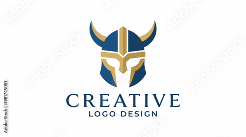 An artistic logo featuring a Viking helmet, combining elements of strength and creativity, ideal for a branding agency that values bold and innovative concepts.