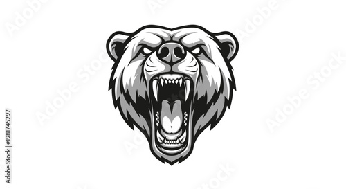 Bild auf Leinwand Aggressive Bear Head Illustration Design.