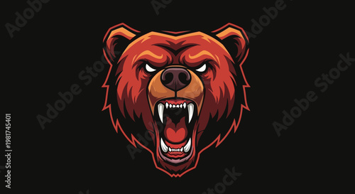 Quadro em tela Angry Brown Bear Head Illustration Design.