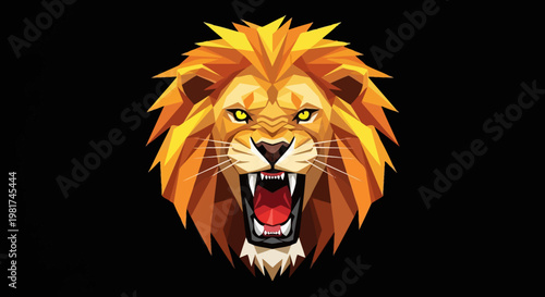 Quadro su tela Angry Lion Head Illustration with Mane.