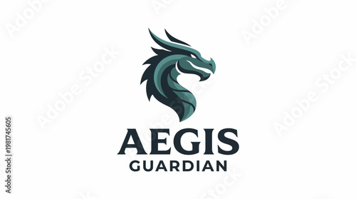 This stylized dragon head logo, with intricate detailing, symbolizes protection and guardianship, ideal for fantasy-themed or security-oriented brands.