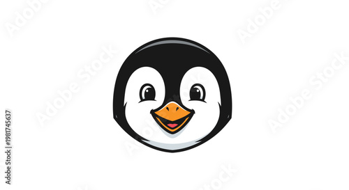 Cartoon Penguin Face Illustration with Smile.