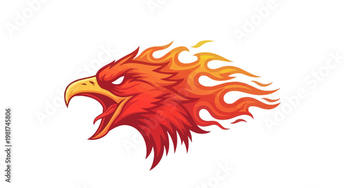 Flaming Eagle Head Illustration Graphic Design.