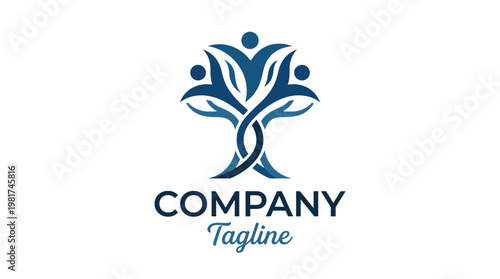 This logo design features a stylized tree symbolizing growth, unity, and community, conveying a sense of connection and sustainability in an elegant artistic style.