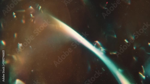 Ethereal Golden Orange Light Beam Drifting Through Cosmic Void Particles