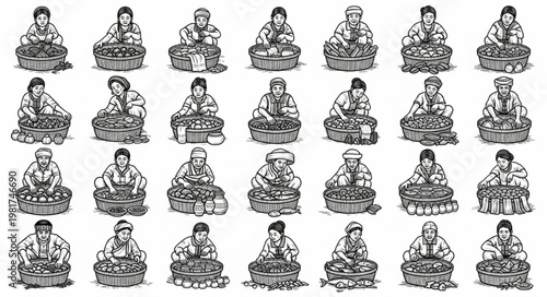 Collection of Diverse People Sitting Wrapped in Blankets.