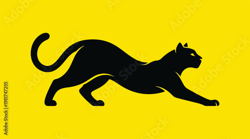 Black Panther Silhouette Running Fast.