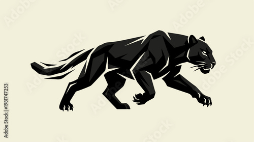 Black Panther Walking Side View.
