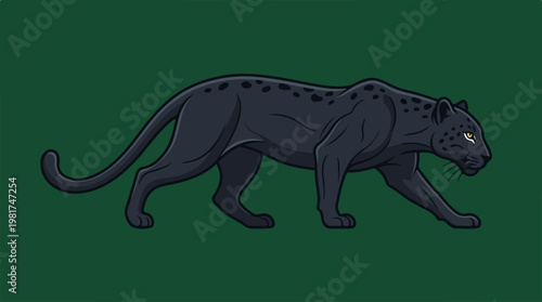 Black Panther Walking Side View.