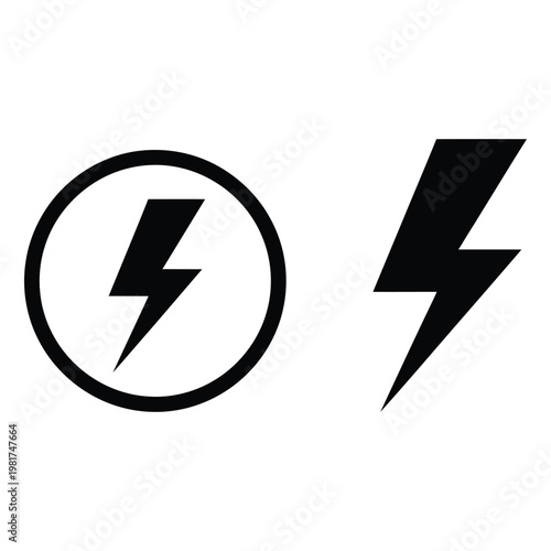 Free Download Flat Lightning Bolt Icons – Minimal Energy Power Symbol Set Vector Illustration - GFXLoad